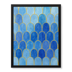 Beautiful Blue Shades Artwork With Golden Lines | Abstract Fashion Artwork #00706