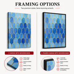 Beautiful Blue Shades Artwork With Golden Lines | Abstract Fashion Artwork #00706