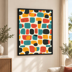Abstract Colorful Stones Pattern Artwork With Beige Background | Abstract Fashion Artwork #00709