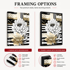 Gold & Grey Folwers With Colorful Background | Abstract Floral Artwork #0072