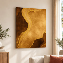 Mystic Marble Series Paint Stroke - Brown & Gold | Abstract Signature Artwork #00728