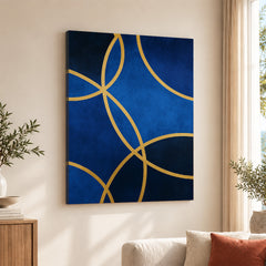 Mystic Marble Series Circle Shape - Blue & Gold | Abstract Signature Artwork #00733
