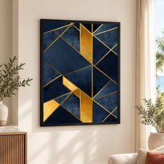 Mystic Marble Series Geometric Shape - Blue & Gold | Abstract Signature Artwork #00734