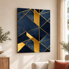 Mystic Marble Series Geometric Shape - Blue & Gold | Abstract Signature Artwork #00734