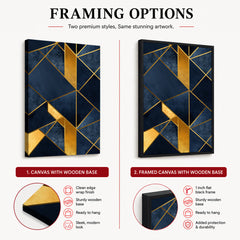 Mystic Marble Series Geometric Shape - Blue & Gold | Abstract Signature Artwork #00734