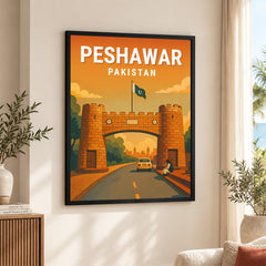 Peshawar Pakistan Illustration City Poster | Travel Artwork #00740