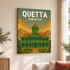 Quetta Pakistan Illustration City Poster | Travel Artwork #00743