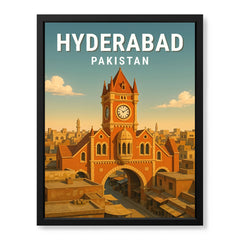 Hyderabad Pakistan Illustration City Poster | Travel Artwork #00745