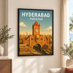 Hyderabad Pakistan Illustration City Poster | Travel Artwork #00745
