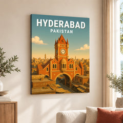 Hyderabad Pakistan Illustration City Poster | Travel Artwork #00745