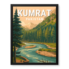Kumrat Valley Northern Pakistan Illustration Poster | Travel Artwork #00762