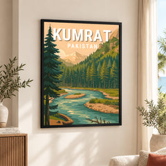 Kumrat Valley Northern Pakistan Illustration Poster | Travel Artwork #00762