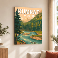 Kumrat Valley Northern Pakistan Illustration Poster | Travel Artwork #00762