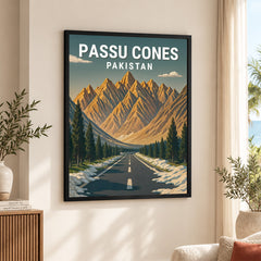 Passu Cones Northern Pakistan Illustration Poster | Travel Artwork #00763