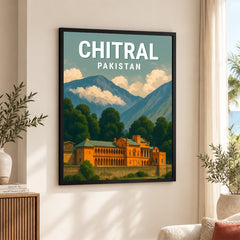 Chitral Northern Pakistan Illustration Poster | Travel Artwork #00764