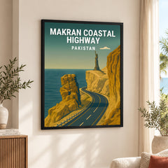Makran Coastal Highway Pakistan Illustration Poster | Travel Artwork #00766