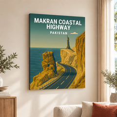 Makran Coastal Highway Pakistan Illustration Poster | Travel Artwork #00766