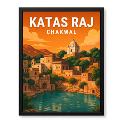 Katas Raj Chakwal | Pakistan Heritage Illustration Poster | Travel Artwork #00768