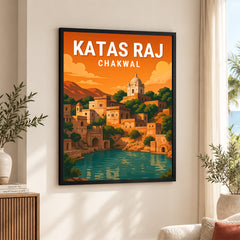 Katas Raj Chakwal | Pakistan Heritage Illustration Poster | Travel Artwork #00768