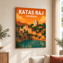 Katas Raj Chakwal | Pakistan Heritage Illustration Poster | Travel Artwork #00768