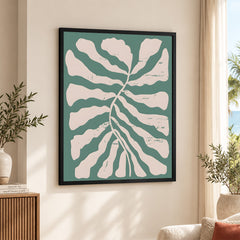 Pastel Pink Abstract Design Over Greenish Background | Abstract Office Artwork #0077