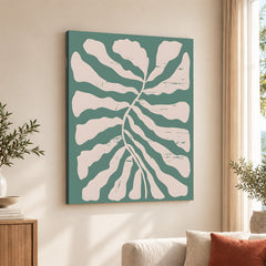 Pastel Pink Abstract Design Over Greenish Background | Abstract Office Artwork #0077