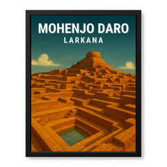 Mohenjo Daro Larkana | Pakistan Heritage Illustration Poster | Travel Artwork #00770