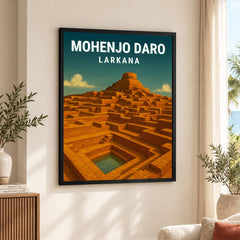Mohenjo Daro Larkana | Pakistan Heritage Illustration Poster | Travel Artwork #00770