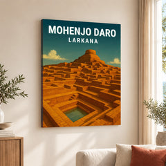 Mohenjo Daro Larkana | Pakistan Heritage Illustration Poster | Travel Artwork #00770