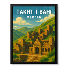 Takht-I-Bahi Mardan | Pakistan Heritage Illustration Poster | Travel Artwork #00771