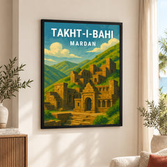 Takht-I-Bahi Mardan | Pakistan Heritage Illustration Poster | Travel Artwork #00771