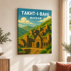 Takht-I-Bahi Mardan | Pakistan Heritage Illustration Poster | Travel Artwork #00771
