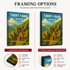 Takht-I-Bahi Mardan | Pakistan Heritage Illustration Poster | Travel Artwork #00771