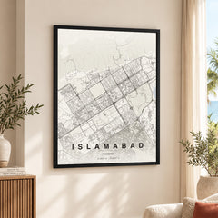 Islamabad Beige Map - Minimalist City Map Series | Signature Artwork #00778