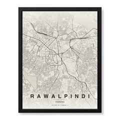 Rawalpindi Beige Map - Minimalist City Map Series | Signature Artwork #00779