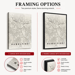 Rawalpindi Beige Map - Minimalist City Map Series | Signature Artwork #00779