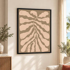 Pastel Pink Abstract Design Over Brown Background | Abstract Office Artwork #0078