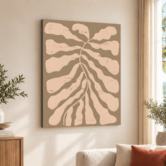 Pastel Pink Abstract Design Over Brown Background | Abstract Office Artwork #0078
