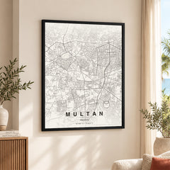 Multan Beige Map - Minimalist City Map Series | Signature Artwork #00780