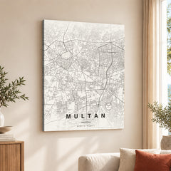 Multan Beige Map - Minimalist City Map Series | Signature Artwork #00780
