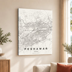 Peshawar Beige Map - Minimalist City Map Series | Signature Artwork #00781