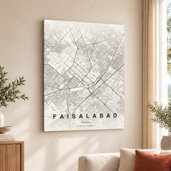 Faisalabad Beige Map - Minimalist City Map Series | Signature Artwork #00782