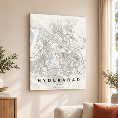 Hyderabad Beige Map - Minimalist City Map Series | Signature Artwork #00784