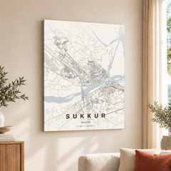 Sukkur Beige Map - Minimalist City Map Series | Signature Artwork #00785