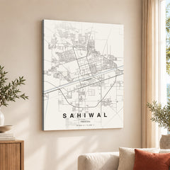 Sahiwal Beige Map - Minimalist City Map Series | Signature Artwork #00787