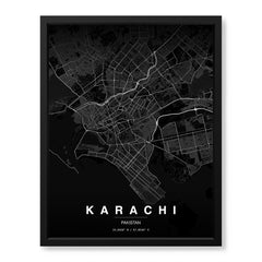 Karachi Black & White Map - Minimalist City Map Series | Signature Artwork #00788