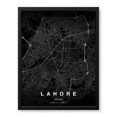 Lahore Black & White Map - Minimalist City Map Series | Signature Artwork #00789