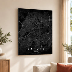Lahore Black & White Map - Minimalist City Map Series | Signature Artwork #00789