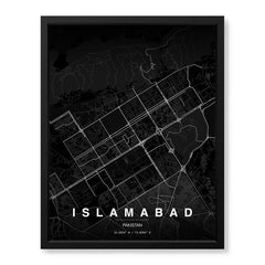 Islamabad Black & White Map - Minimalist City Map Series | Signature Artwork #00790