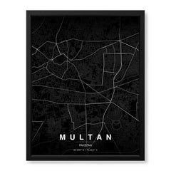 Multan Black & White Map - Minimalist City Map Series | Signature Artwork #00792